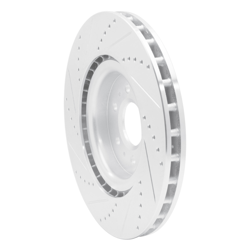 Cadillac CTS Brake Rotor (1) - Front Right - R1 Concepts - Drilled & Slotted - Silver - `04-`11